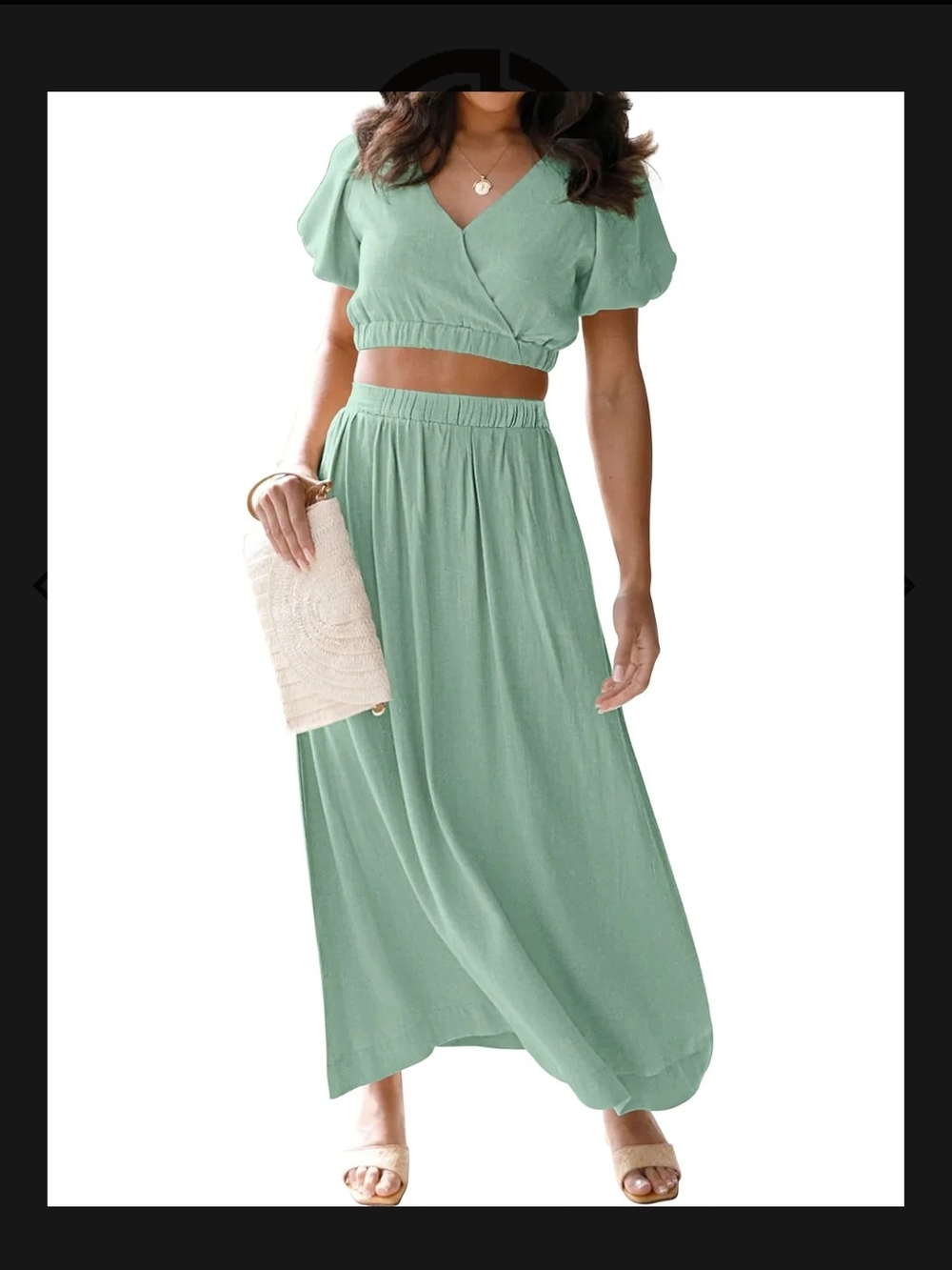 Light Sage Green Elastic-Waist Maxi Skirt - Women’s Flowing Summer Skirt